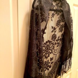 Women's Floral Lace Scarf Shawl with Tassels